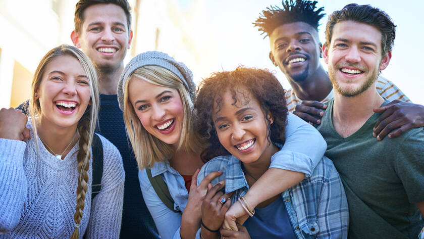 A group of friends laughing