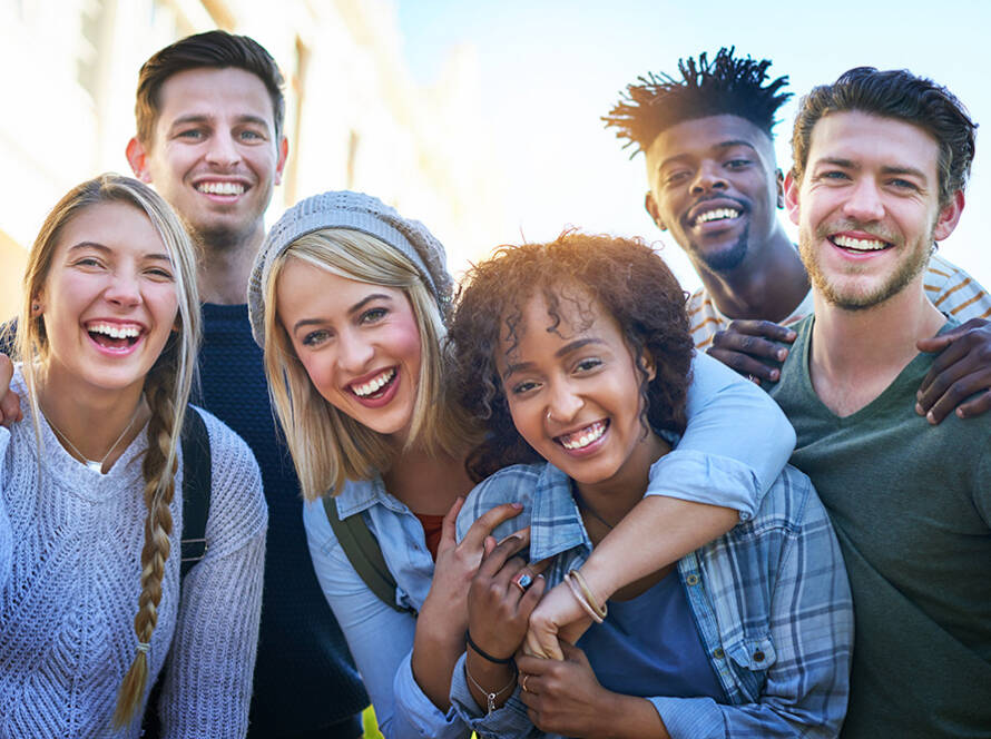 A group of friends laughing